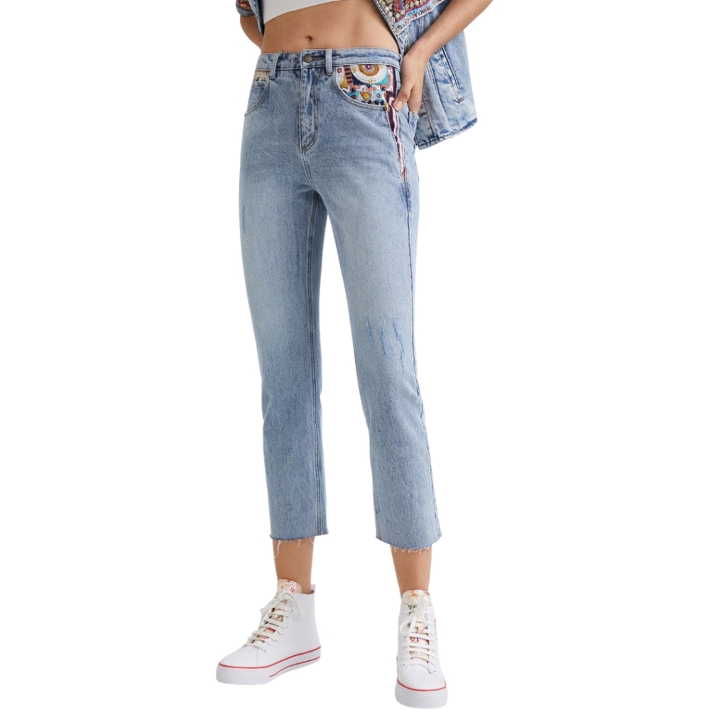 Straight Cropped Motif Jeans DESIGUAL NWT